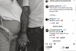 世界杯决赛-恭喜！托纳利晒照宣布妻子怀孕：三颗心，一个梦想，2026年1月